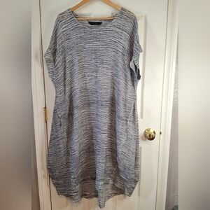 Moyuru Gray Linen Cotton Gauze Tunic Dress Oversized Lagenlook  Womens Sz M Art